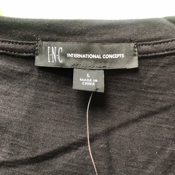 INC International Concepts Women'sT-Shirt Beaded V-Neck Short Sleeve Black Large - Picture 6 of 7